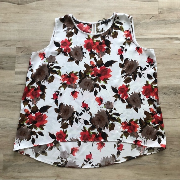 Mario Serrani Red and Brown Asymmetrical Tank Top - Picture 1 of 7